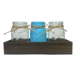 Painted Mason Jars Flatware Caddy Decor Centerpiece
